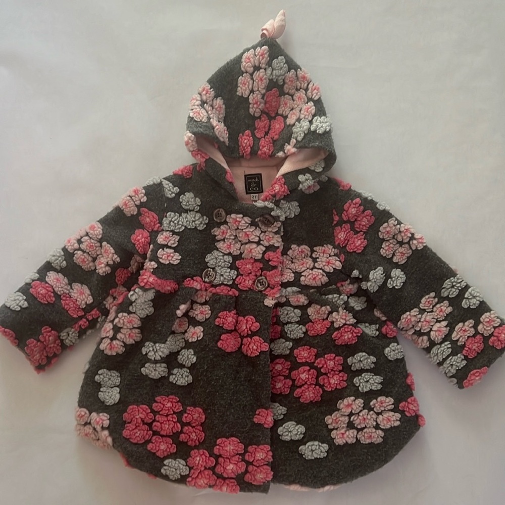 Winter Floral Peacoat, size 2T